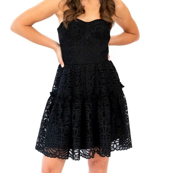NWT Anthropologie Eva Franco Floral Lace Mini Dress 6 Holiday New Years Eve - Picture 3 of 11